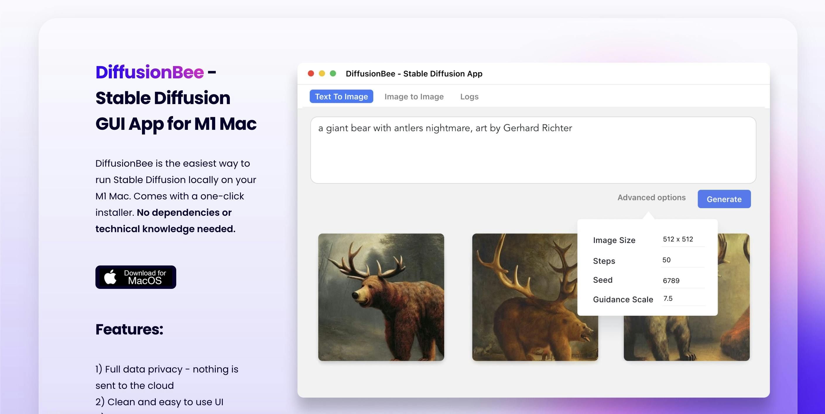 Cover Image for DiffusionBee - Create AI Images on MacOS